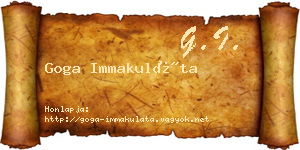 Goga Immakuláta névjegykártya